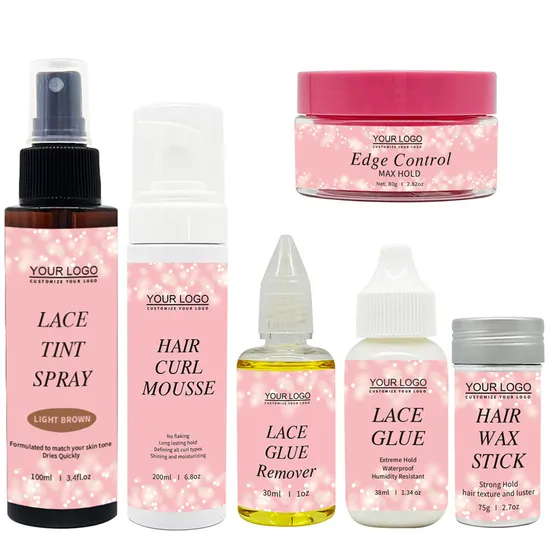 Private Label Wig Glue and Remover Lace Tint Spray Hair Styling Tools Waterproof Adhesive Lace Glue Set 