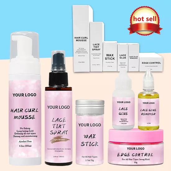 Private Label Hair Styling Tools Bonding Extreme Strong Hold Wig Glue and Remover Lace Tint Spray Wig Adhesive Lace Glue Set 