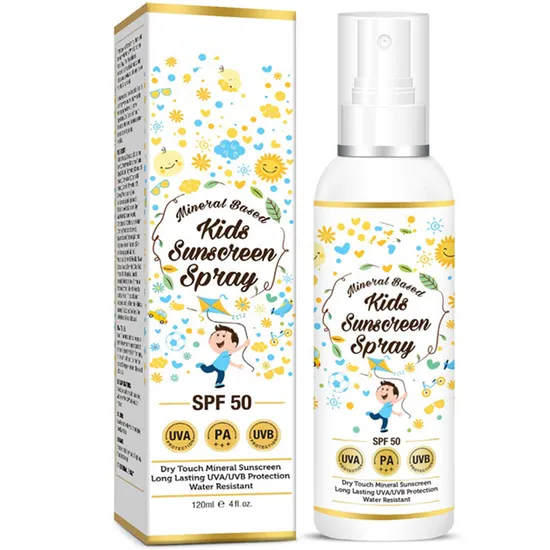 OEM Mineral Based Water Resistant Kids Sunscreen Spray SPF 50 